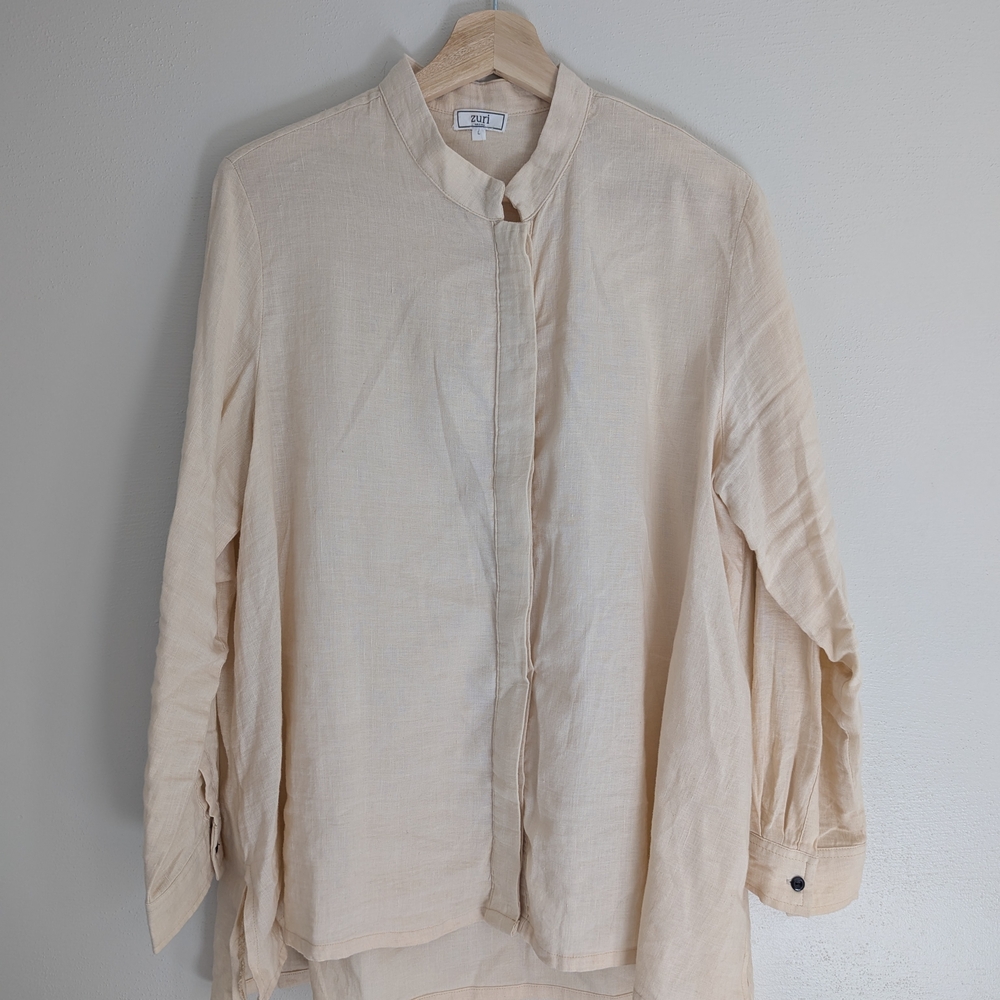 Zuri Ecru Linen Button Shirt